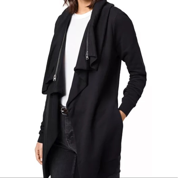 All Saints Sweatshirt Dahlia Convertible Zipper Collar Black S NWT - Picture 12 of 12